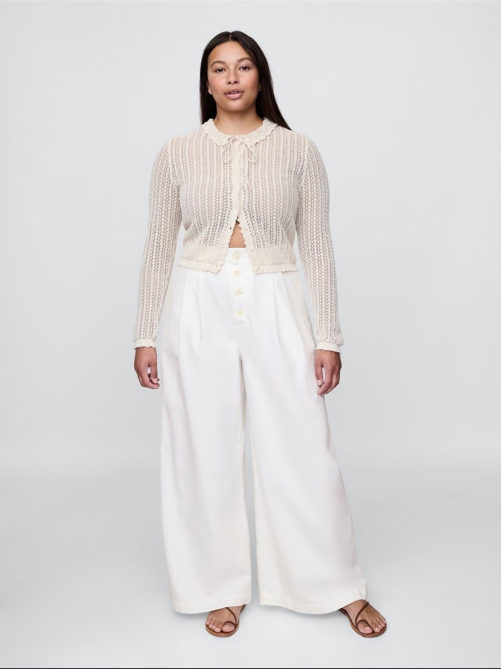 DOEN x GAP high waisted wide leg white ivory chino trousers slacks pants pleats